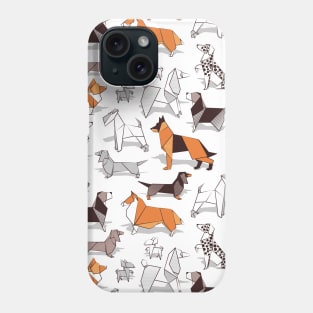 Origami doggie friends // pattern // white background Phone Case