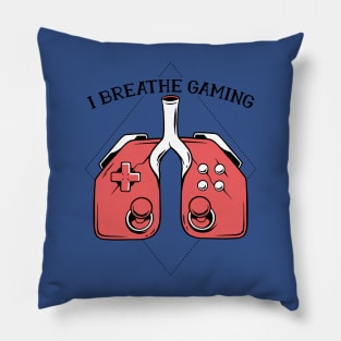 Funny Gamer Gift 'Controller Lungs' Video Gaming Merch Design Pillow