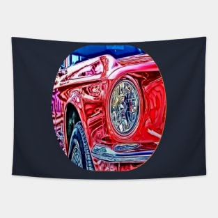 Red Car Cartoon Tapestry