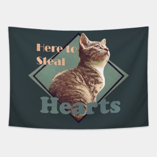 Cat lovers. Here to steal hearts. Retro Tapestry