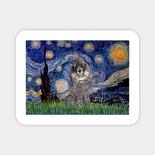 Silver Toy Poodle in Adapted Starry Night by Van Gogh Magnet