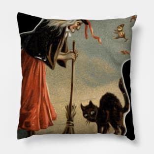 Witch & Black Cat Broom Halloween magical Gift Adults Clothing Pillow