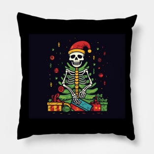 skeleton Santa Pillow