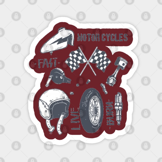 Motorcycle-parts-pack illustration design Magnet by RubyCollection