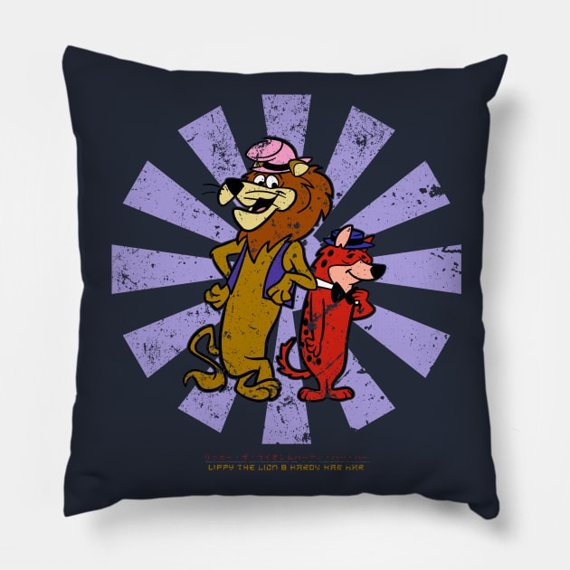 Lippy The Lion And Hardy Har Har Retro Japanese Pillow by Nova5