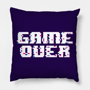 Game over 8 bit glitch WHITE version Pillow