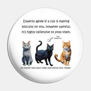 Experts agree if a cat is making biscuits on you pierce nipples - funny watercolour cat design Pin