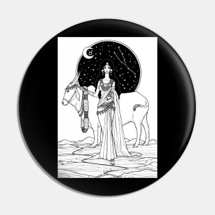 Indian Taurus In Black Design Pin