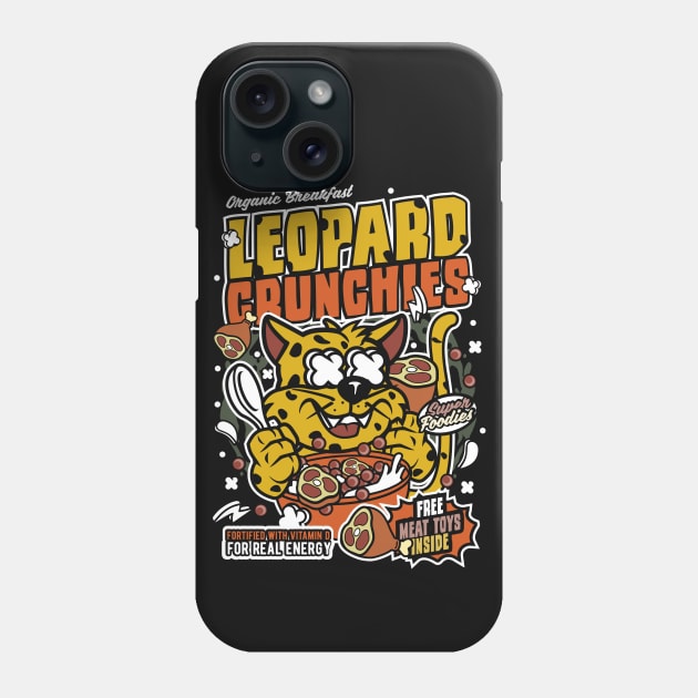 Retro Cartoon Cereal Box // Cereal Leopard Crunchies // Funny Vintage Breakfast Cereal Phone Case by SLAG_Creative