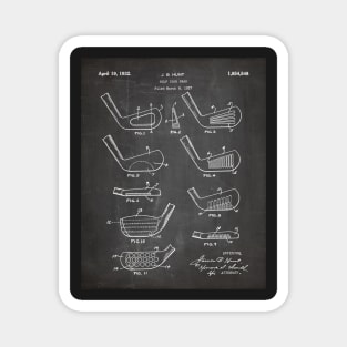 Golfing Iron Patent - Golf Fan Golfer Gift Art - Black Chalkboard Magnet