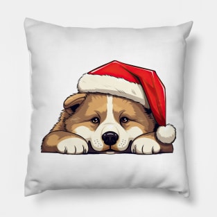 Christmas Peeking Akita Dog Pillow