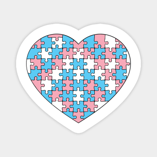Puzzle Heart - Trans Pride Colors Magnet