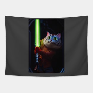 Fun Cat Print ~ AI Art ~ Fantasy Cat ~ Sci-fi Cat ~ Cats with Lightsabers Tapestry