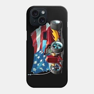 Hot Rod Fourth of July American Flag 4th of July Patriotic Custom Classic Vintage Retro Hot Rod Phone Case