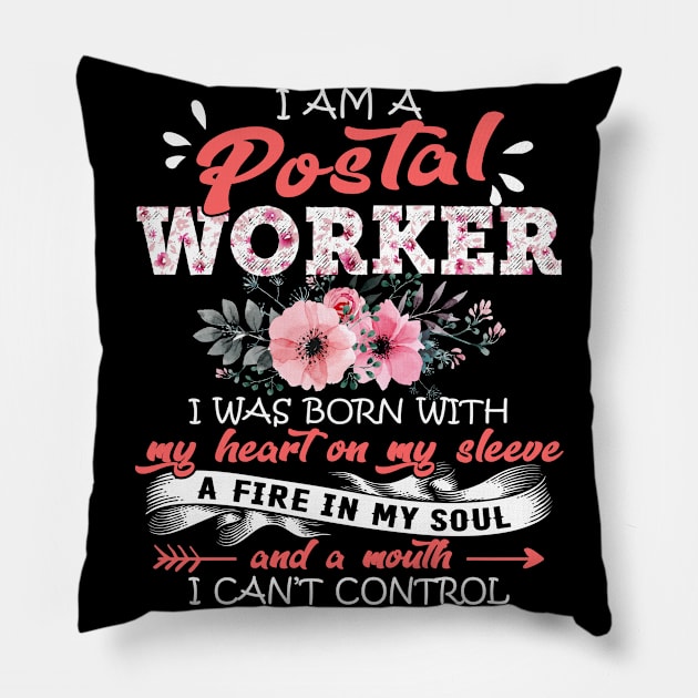 Postal Worker I Was Born With My Heart on My Sleeve Floral Postal Work Flowers Graphic Pillow by Kens Shop