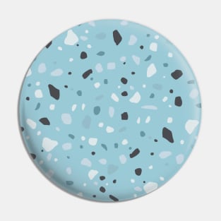 Sea Summer Blue Modern Terrazzo Pattern Pin