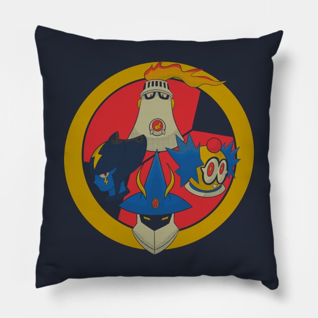 World Three Squad Pillow by BlocksDrawing