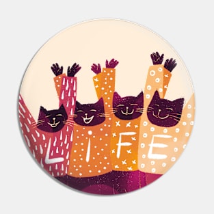 The four positive black cats celebrate LIFE Pin