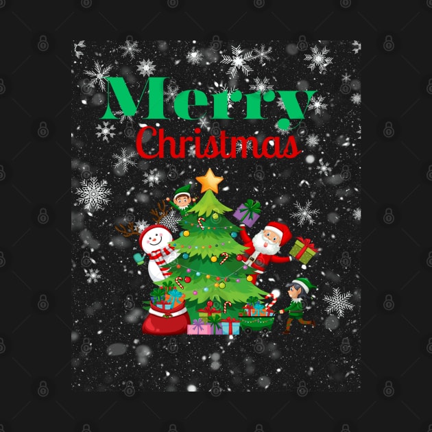 Merry Christmas, Santa, Elf, Snowman Design by BirdsnStuff