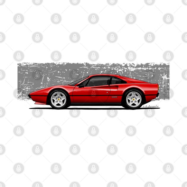 My drawing of the red Maranello Italian classic sports car by jaagdesign