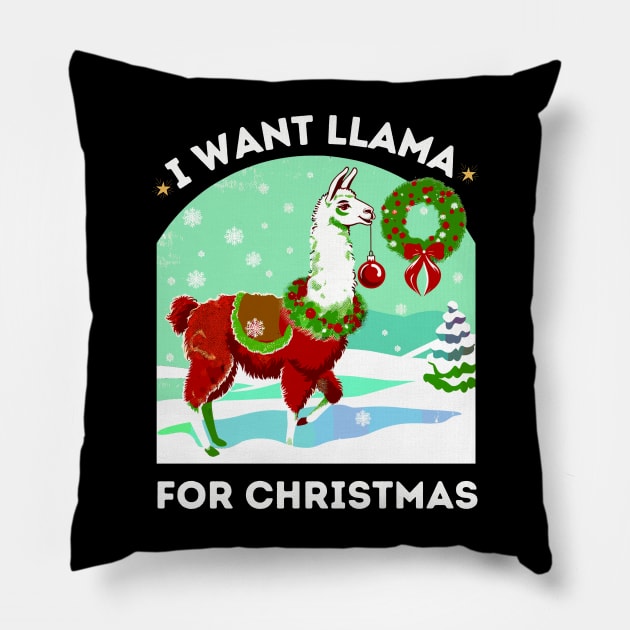 Llama Love for Christmas Pillow by AlephArt