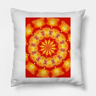 Sun Mandala Vibrant red Mandala Pattern Pillow