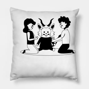 Krampus Playing With Kids - black version Pillow