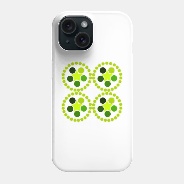 Simple spring toned pattern made of circles, stars and tones of green Phone Case by stephenignacio