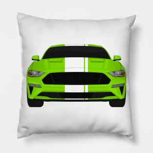Mustang GT Grabber-Lime + White Stripes Pillow