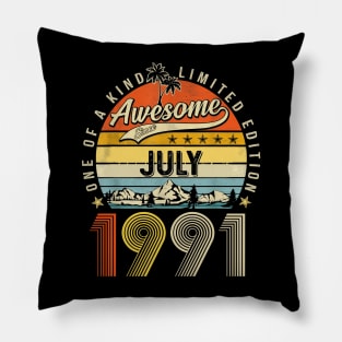 Awesome Since July 1991 Vintage 32nd Birthday Pillow