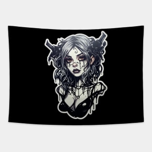 Goth Waifu Cat Girl Demon Tapestry