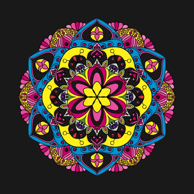 pink flowers mandala by noke pattern