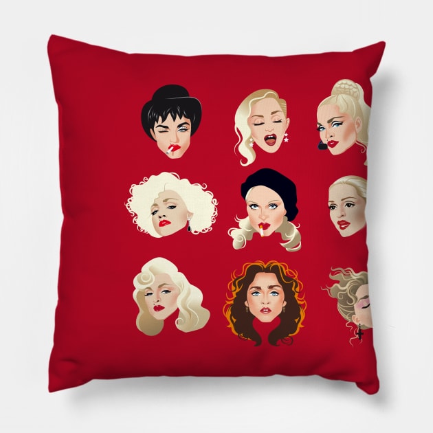 Faces of Madge Pillow by AlejandroMogolloArt