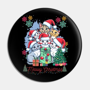 Merry Cristmas with red black cat Pin