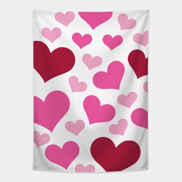 Hearts | Love | Pink | Oval | White Tapestry by Wintre2