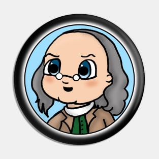 Chibi Ben Franklin Patriot Portrait Pin