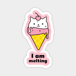 I am melting cat kitty ice cream summer Magnet