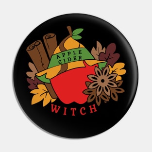 Apple Cider Witch bold colors Pin