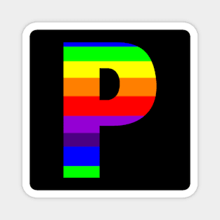 The Letter P in Rainbow Stripes Magnet