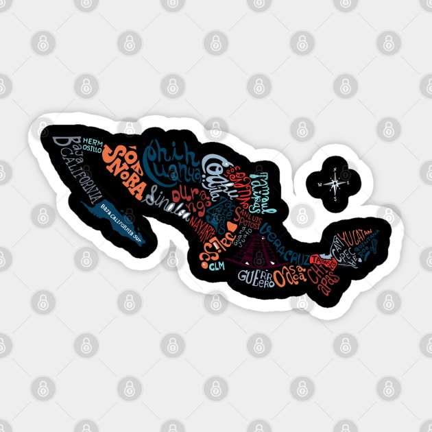 Mexico Illustrated Map - Mexico - Sticker