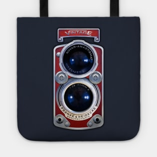 Classic Retro vintage RED chrome double lens camera Tote