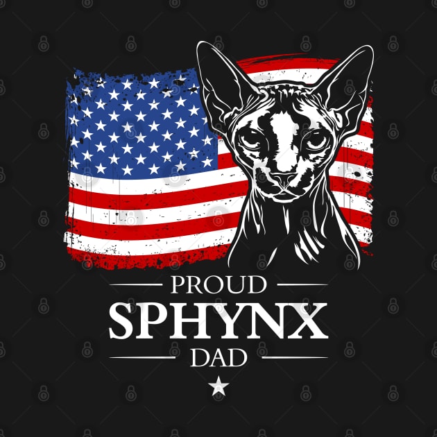 Proud Sphynx Dad American Flag patriotic cat by wilsigns