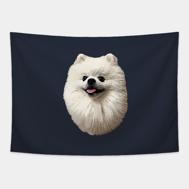 Pomeranian Cute White Puppy Dog Tapestry by ElegantCat