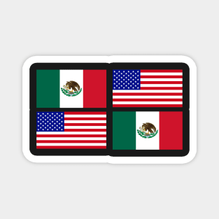 USA and Mexico Flag x2 Magnet