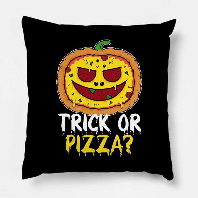 Pizza Halloween - Funny Pumpkin Pizza Face Pillow by propellerhead