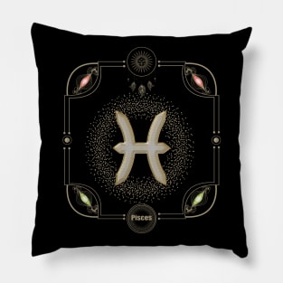 Golden pisces zodiac sign Pillow