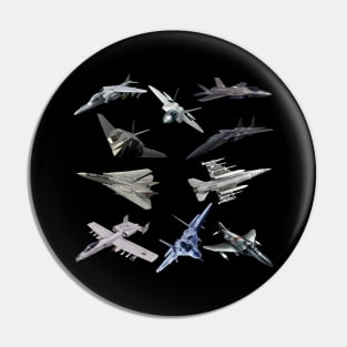 F22 Raptor F18 Hornet F14 Tomcat F15 Eagles US Fighter Jets Pin