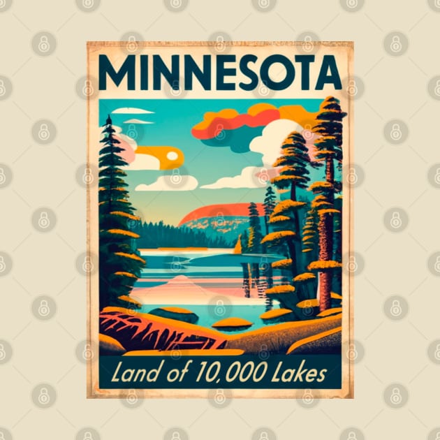 Minnesota Vintage Travel Poster by BlueLine Design