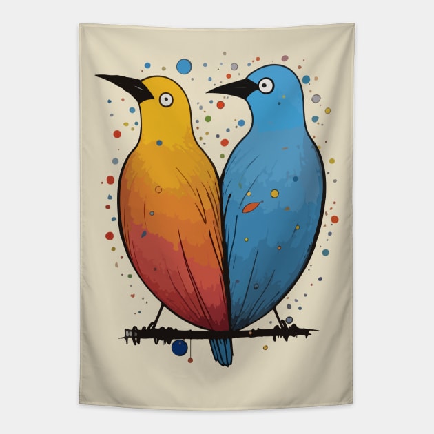 Two birds Tapestry by CatCoconut-Art