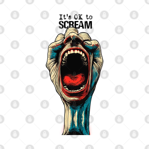 Screaming Hand: It's OK to Scream on a light (Knocked Out) background by Puff Sumo